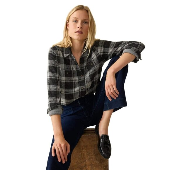 Faherty Legend Sweater Shirt Ashby Plaid Womens Size S Soft Knit Minimalist Top - Picture 1 of 11